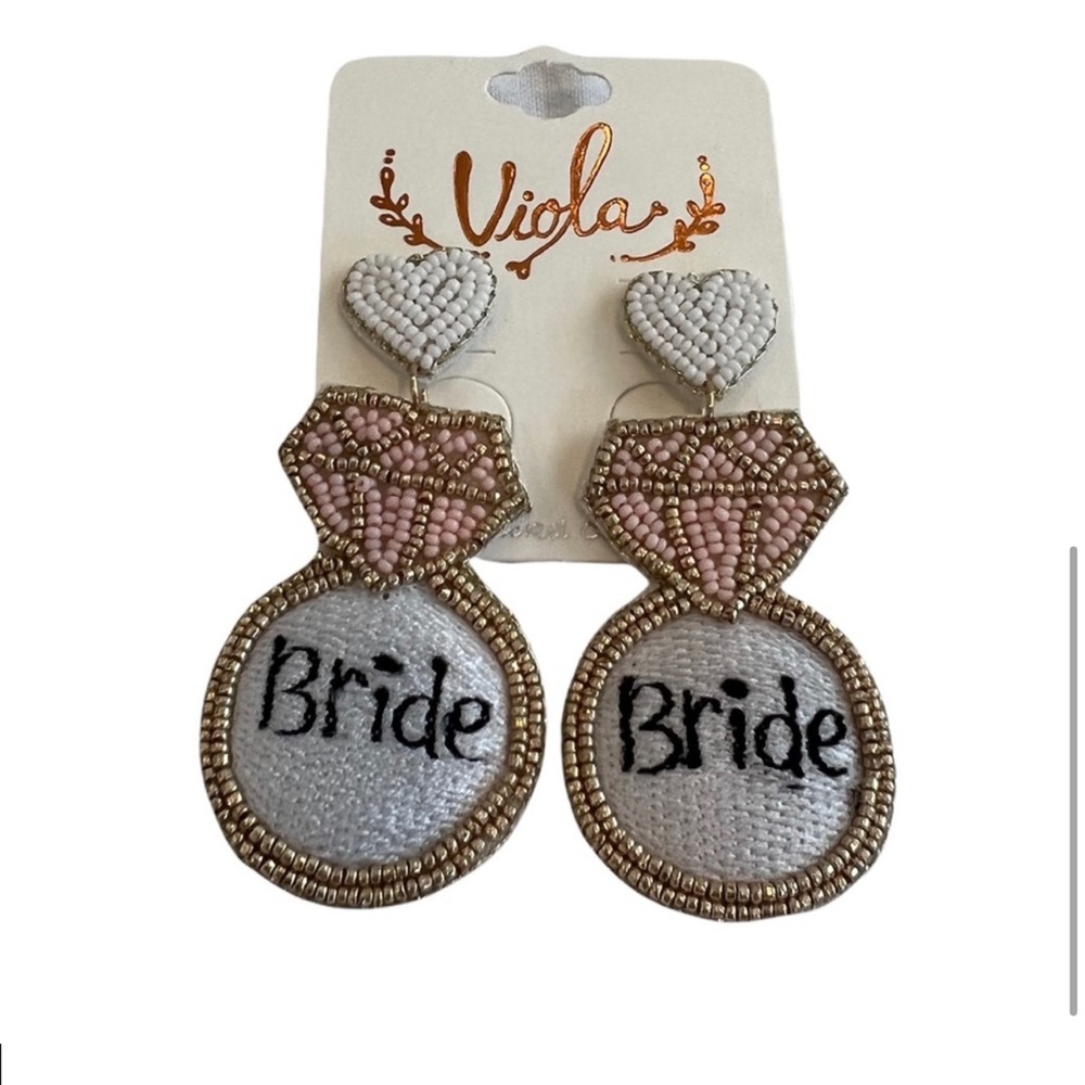 White Bride Diamond Ring 💍 Earrings NWT - Picture 3 of 7